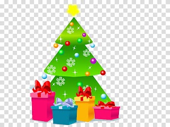 Navidad, green Christmas tree transparent background PNG clipart