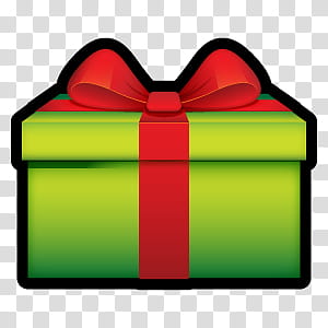 Navidad, green gift box with red ribbon illustration transparent background PNG clipart