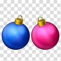 Navidad, pink and blue Christmas baubles transparent background PNG clipart