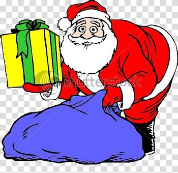 Navidad, Santa Claus holding gift box transparent background PNG clipart