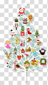 Navidad, white Christmas tree illustration transparent background PNG clipart