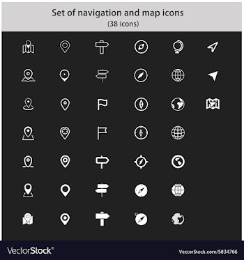 Navigation map and cartography icon set vector image
