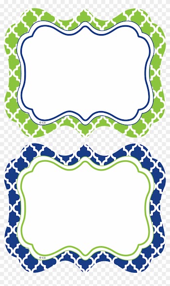 Navy &amp; Lime Wild Moroccan Name Tags/labels - Lime And Navy Border