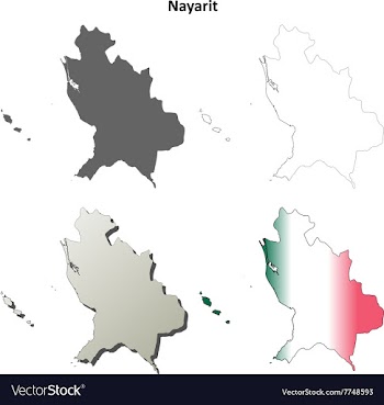 Nayarit blank outline map set vector image