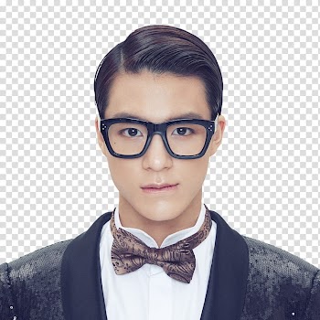 NCT YEARBOOK , man wearing black framed eyeglasses and tuxedo transparent background PNG clipart
