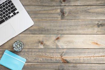 Neat minimalist desk with copy space Free Photo