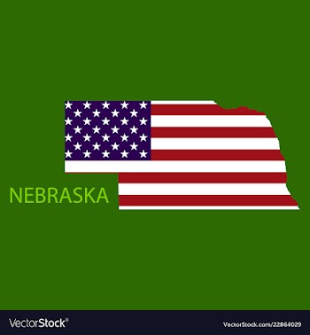 Nebraska state of america with map flag print on vector image