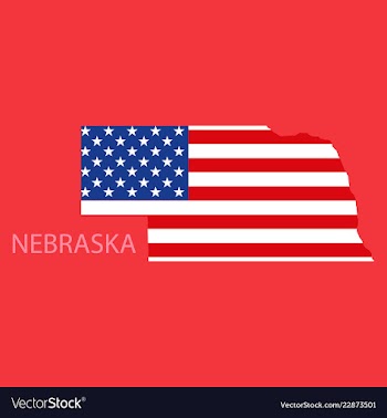 Nebraska state of america with map flag print on vector image