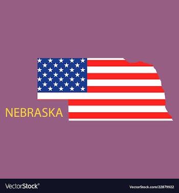 Nebraska state of america with map flag print on vector image
