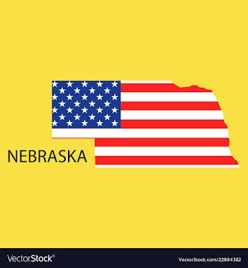 Nebraska state of america with map flag print on vector image