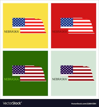 Nebraska state of america with map flag print on vector image