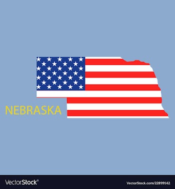 Nebraska state of america with map flag print on vector image