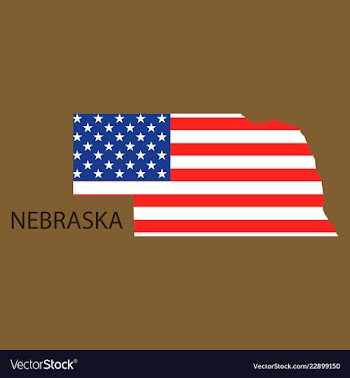 Nebraska state of america with map flag print on vector image