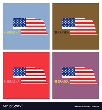 Nebraska state of america with map flag print on vector image