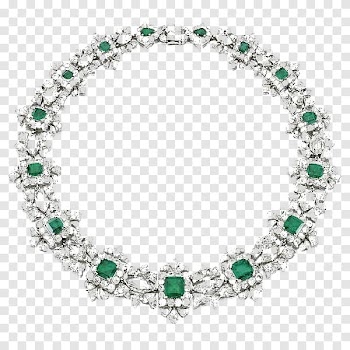 Necklace Emerald Diamond, Flowers Necklace transparent background PNG clipart