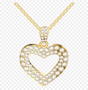 Necklace Heart Jewellery Pendant Clip art - Golden Heart Necklace with Diamonds PNG Clipart 