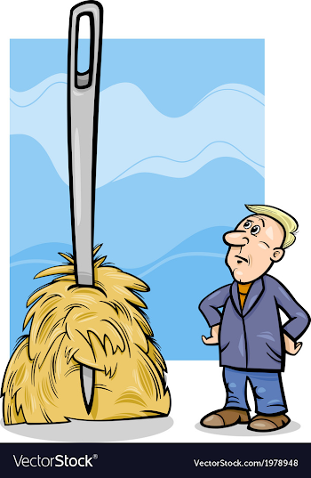 Needle in a haystack saying cartoon Royalty Free Vector