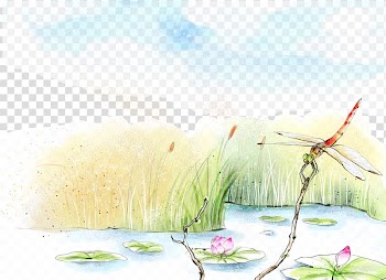 Nelumbo nucifera Euclidean Watercolor painting, Dragonfly transparent background PNG clipart