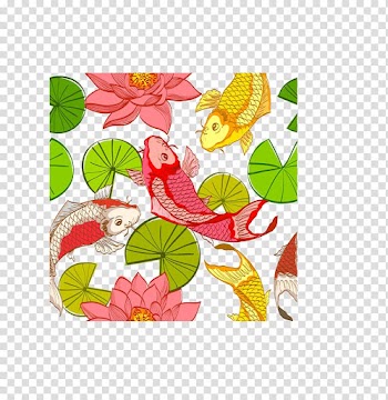 Nelumbo nucifera Illustration, Carp lotus leaf seamless background transparent background PNG clipart