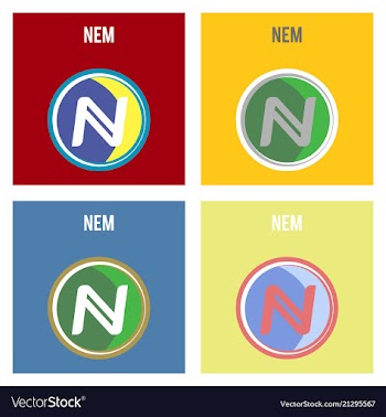 Nem accepted sign emblem crypto currency golden vector image