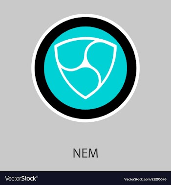 Nem accepted sign emblem crypto currency golden vector image