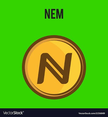 Nem accepted sign emblem crypto currency golden vector image