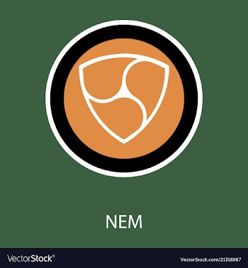 Nem accepted sign emblem crypto currency golden vector image