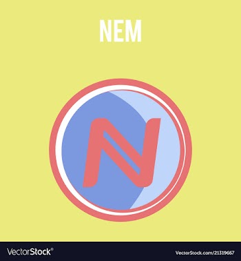 Nem accepted sign emblem crypto currency golden vector image