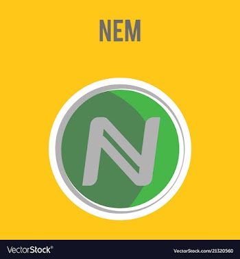 Nem accepted sign emblem crypto currency golden vector image