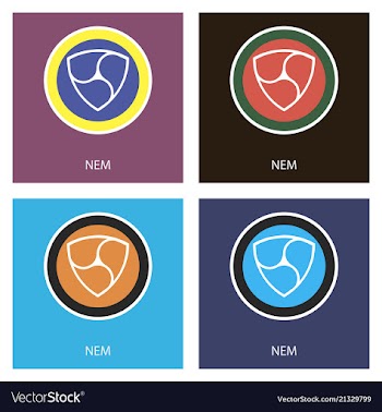 Nem accepted sign emblem crypto currency golden vector image