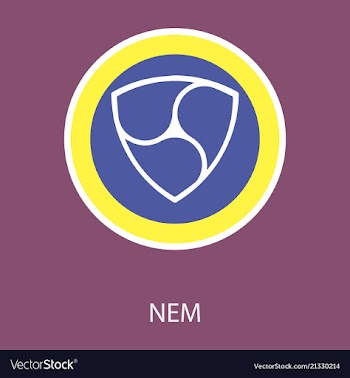 Nem accepted sign emblem crypto currency golden vector image