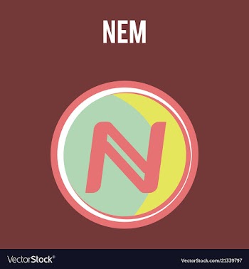 Nem accepted sign emblem crypto currency golden vector image