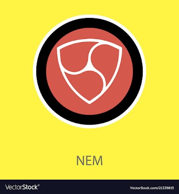 Nem accepted sign emblem crypto currency golden vector image