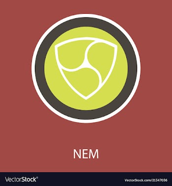 Nem accepted sign emblem crypto currency golden vector image