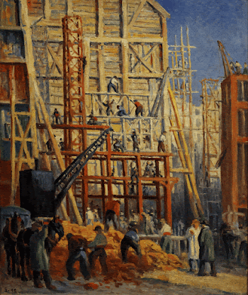 Neo-impressionist painting depicting a construction | Free Photo - rawpixel