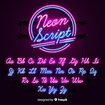 Neon alphabet Free Vector