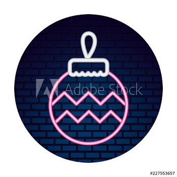 neon ball decoration sticker merry christmas