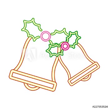 neon bell leaves merry christmas