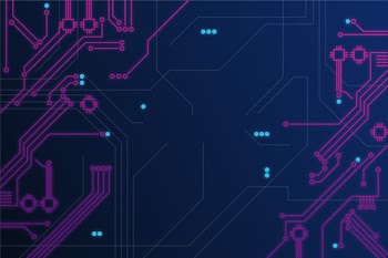 Neon circuit board background Free Vector