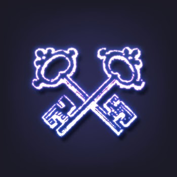 Neon crossed keys clipart, object | Free PSD - rawpixel