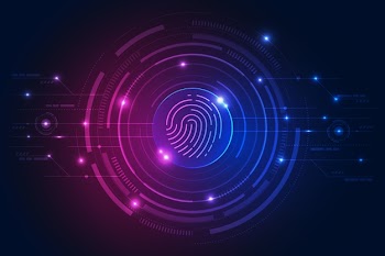 Neon fingerprint modern background Free Vector