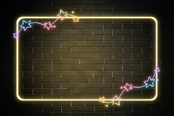 Neon frame star rainbow back to school doodle