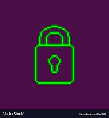 neon green glowing closed padlock with keyhole