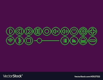 neon green glowing mediaplayer icons