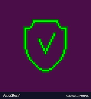 neon green glowing shield with checkmark
