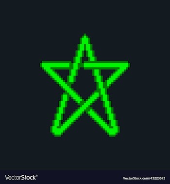 neon green pentagram star sign