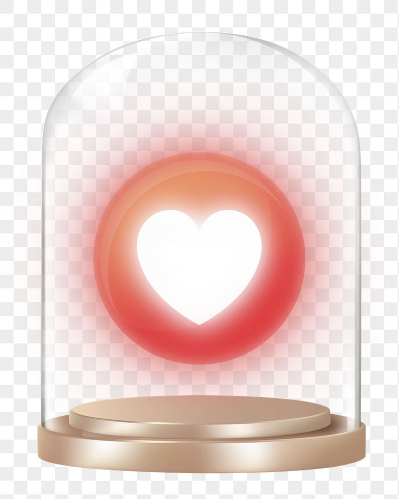 Neon heart png glass dome | Free PNG - rawpixel