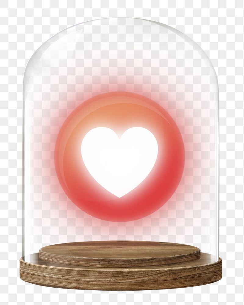 Neon heart png glass dome | Free PNG - rawpixel