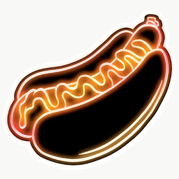 Neon hot dog sticker with white border design element | Free  transparent png - 2355556