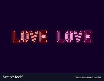 Neon inscription of love neon text vector image